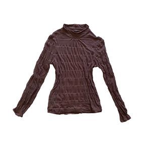 sheer striped fairy mock neck long sleeve top